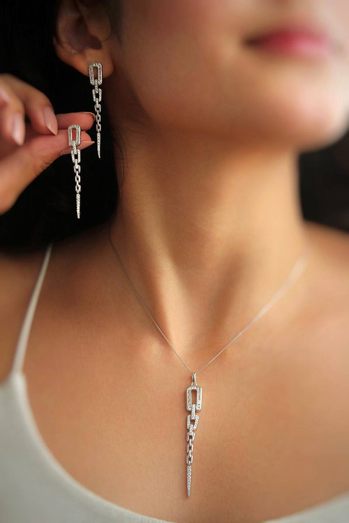 نیمست نقره زنانه طرح زنجیر وزن ۸.۴ گرم عیار ۹۲۵