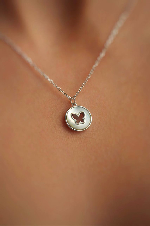 گردنبند نقره زنانه طرح پروانه وزن ۳.۵ گرم عیار ۹۲۵