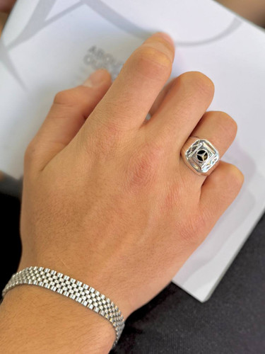 انگشتر نقره مردانه طرح بنز عیار ۹۲۵ لوکس