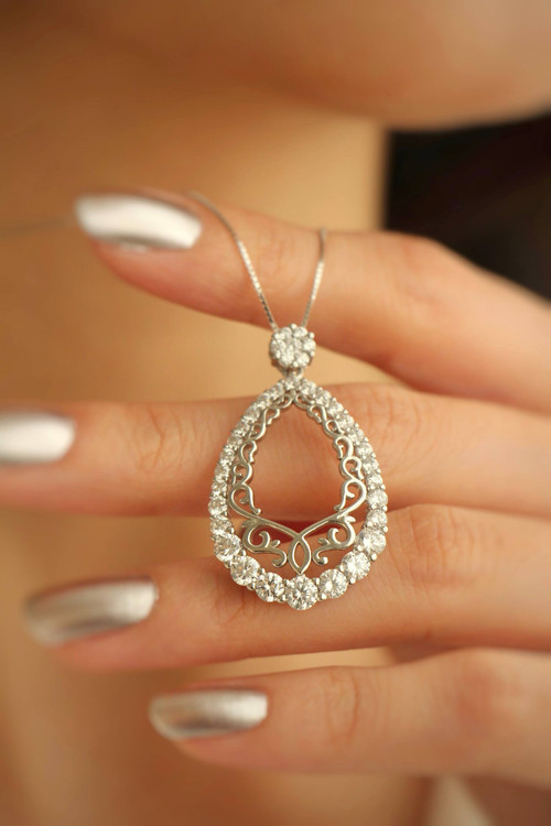 نیمست نقره جواهری طرح افسون ونیزی با زنجیر ونیزی و عیار (۹۲۵)