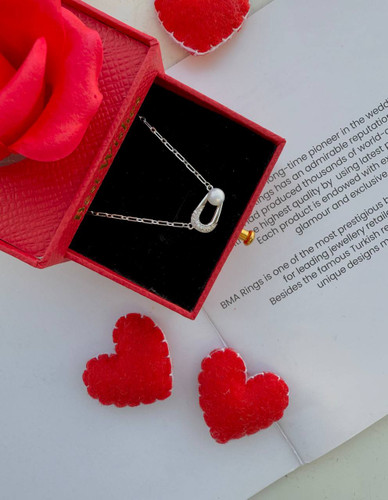 گردنبند نقره ظریف با مروارید و آبکاری رادیوم مدل ایتالیایی عیار ۹۲۵