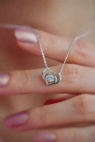 گردنبند نقره ظریف طرح گوزن ایتالیایی با زنجیر متصل و آبکاری رادیوم